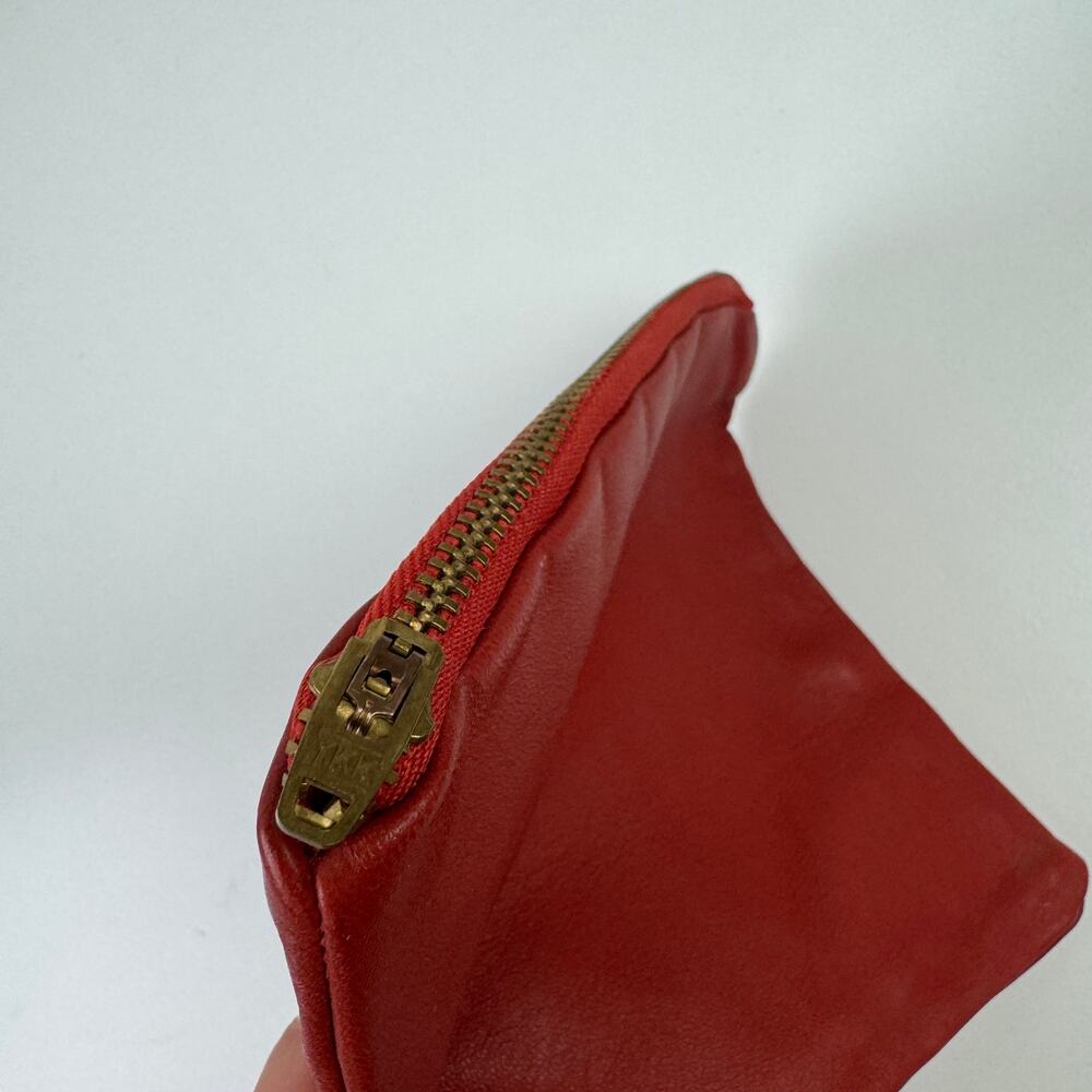 Vintage Burnt Orange Brick Handbag Pebbled Leather Casual Zip Pouch Size 6x5.25 - Picture 3 of 5